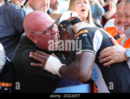 ALLAN SAINT-MAXIMIN FEIERT DAS SPÄTE TOR, NEWCASTLE UNITED FC V SOUTHAMPTON FC, 2021 Stockfoto