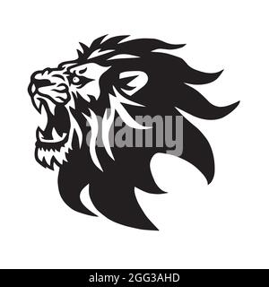 Angry Lion Head Roaring Logo Vektor Esport Sport Maskottchen Illustration Stock Vektor