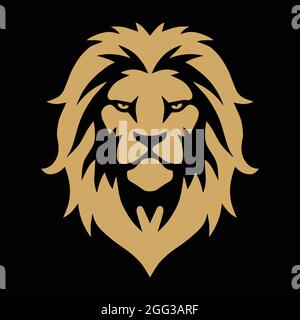 Lion Head Gold Golden Logo Vektor-Vorlage Illustration Design Stock Vektor