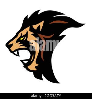 Angry Lion Head Sports Maskottchen Logo Stock Vektor