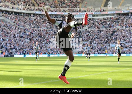 ALLAN SAINT-MAXIMIN FEIERT DAS SPÄTE TOR, NEWCASTLE UNITED FC V SOUTHAMPTON FC, 2021 Stockfoto