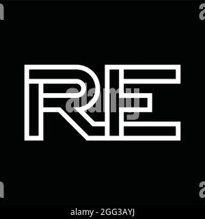 RE Logo Monogramm mit Säule Form weißen Hintergrund Design-Vorlage Stock Vektor