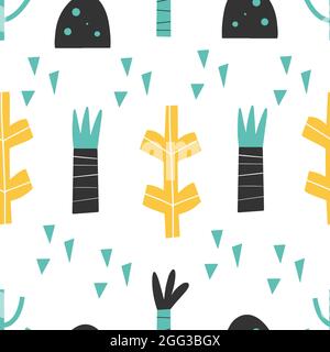 Muster - handgezeichnet kindisch abstrakt nahtlos Print Design Digitales Papier Stock Vektor