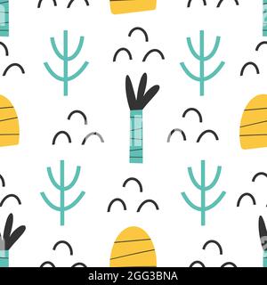 Muster - handgezeichnet kindisch abstrakt nahtlos Print Design Digitales Papier Stock Vektor