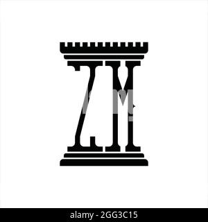 ZM Logo Monogramm mit Säule Form weißen Hintergrund Design-Vorlage Stock Vektor