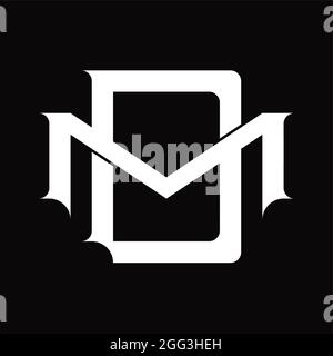 MD-Logo-Monogramm mit schichtförmiger, schwarzer Designvorlage Stock Vektor