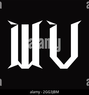 WV-Logo-Monogramm mit schichtförmiger, schwarzer Designvorlage Stock Vektor