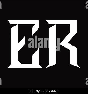 ER Logo-Monogramm mit Slice Shape Blackground Design-Vorlage Stock Vektor