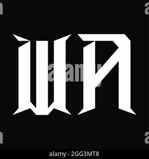 WA Logo Monogramm mit Slice Shape Blackground Designvorlage Stock Vektor