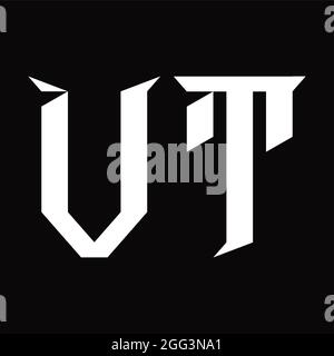 VT-Logo-Monogramm mit schichtförmiger, schwarzer Designvorlage Stock Vektor