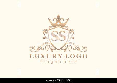 SS Letter Royal Luxury Logo Vorlage in Vektorgrafik für Restaurant, Royalty, Boutique, Cafe, Hotel, Heraldisch, Schmuck, Mode und andere Vektor illustrr Stock Vektor