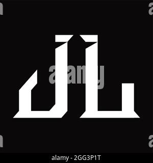 JL-Logo-Monogramm mit schichtförmiger, schwarzer Designvorlage Stock Vektor