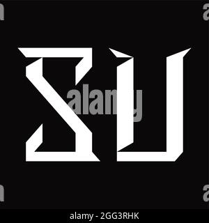 SU Logo Monogramm mit Slice Shape Blackground Design-Vorlage Stock Vektor