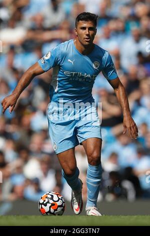 Manchester, England, 28. August 2021. Rodrigo von Manchester City während des Spiels der Premier League im Etihad Stadium, Manchester. Bildnachweis sollte lauten: Darren Staples / Sportimage Stockfoto