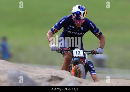 Commezzadura, Trentino, Italien. August 2021. 2021 Mountainbike-Rad-Weltmeisterschaften, Val di Sole; Männer Elite Olympic, Vlad Dascalu (ROU) Credit: Action Plus Sports/Alamy Live News Stockfoto