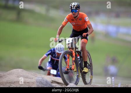 Commezzadura, Trentino, Italien. August 2021. 2021 Mountainbike-Rad-Weltmeisterschaften, Val di Sole; Männer Elite Olympic, Milian Vader (NED) Credit: Action Plus Sports/Alamy Live News Stockfoto