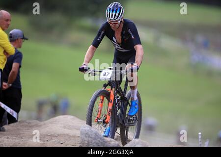 Commezzadura, Trentino, Italien. August 2021. 2021 Mountainbike-Rad-Weltmeisterschaften, Val di Sole; Männer Elite Olympic, Samuel Gaze (NZL) Credit: Action Plus Sports/Alamy Live News Stockfoto