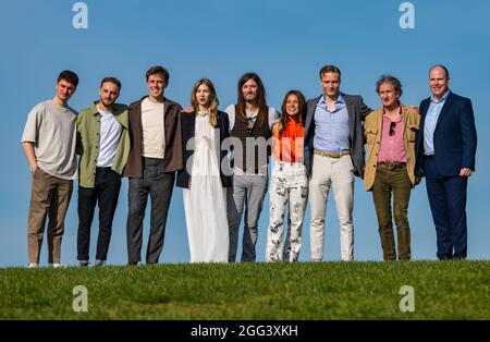 Fotozelle für die Besetzung des Films Road Dance beim Edinburgh International Festival mit Star Hermine Corfield, Schottland, Großbritannien Stockfoto