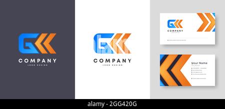 Flaches, minimalistisches, farbenfrohes GK KG-Logo mit Premium Corporate Stylish Visitenkarten-Design-Vektorvorlage für Ihr Unternehmen Stock Vektor