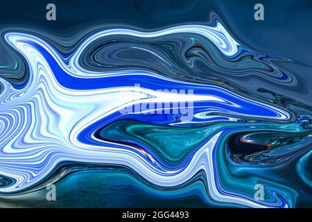 Handbemaltes Aquarell mit gemischten flüssigen Farben. Abstrakte flüssige Acrylmalerei. Moderne Kunst. Marmor glänzenden Marmor abstrakten Hintergrund. Stockfoto