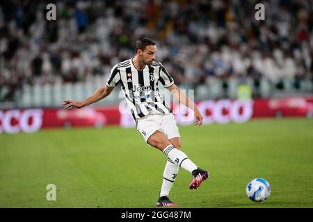 Mattia De Sciglio (FC Juventus) während der italienischen Meisterschaft Serie A Fußballspiel zwischen FC Juventus und FC Empoli am 28. August 2021 im Allianz-Stadion in Turin, Italien - Foto Nderim Kaceli / DPPI Stockfoto