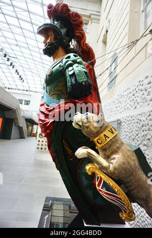 Schiffsfigürtel von Ajax, dem Helden und Bulldogge, im National Maritime Museum, Greenwich, London, Vereinigtes Königreich Stockfoto