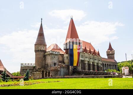 Corvin Castle, oder Hunyad Castle ist eine gotische Burg in Siebenbürgen, Rumänien Stockfoto