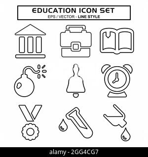 Set Icon Vektor für Bildung - Linienstil - einfache Illustration, editierbare Kontur, Design-Vorlage Vektor, gut für Drucke, Poster, Ankündigungen, ein Stock Vektor
