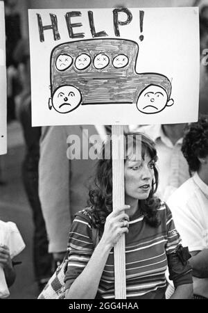 Austin Texas USA, 1989: Lehrer treten vor dem Texas Capitol zusammen, um für die Gesetzgeber zu werben, die staatliche Bildungsförderung zu erhöhen. ©Bob Daemmrich Stockfoto