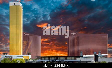 Nevada USA, 09-29-18 Stadtbild der Stadt Las Vegas, wo sich der berühmte goldene Turm von Trump International in der Fashion Show Dr Stockfoto