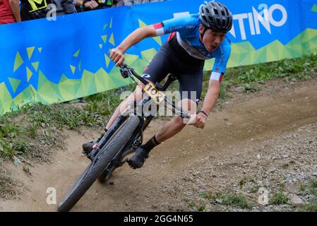 Daolasa, Commezzadura, Italien, 28. August 2021, (102) - Xavier Roy (Kanada) während der UCI MTB Weltmeisterschaft - Cross Country - Herren U23 Rennen - MTB - Mountainbike Stockfoto
