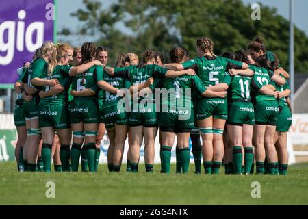 Galway, Irland. August 2021. Connacht Womens Spieler während des 2021 Vodafone Women's Interprovincial Series Matches zwischen Connacht Womens und Leinster Womens am 28. August 2021 auf dem Sportplatz in Galway, Irland (Foto von Andrew SURMA/ Quelle: SIPA USA/Alamy Live News Stockfoto