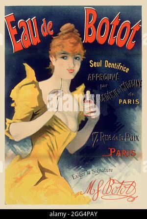 Klicken Sie auf Vintage French Parfume Poster - Eau de Botot, 100s Stockfoto