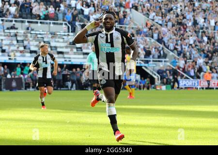 ALLAN SAINT-MAXIMIN FEIERT DAS SPÄTE TOR, NEWCASTLE UNITED FC V SOUTHAMPTON FC, 2021 Stockfoto