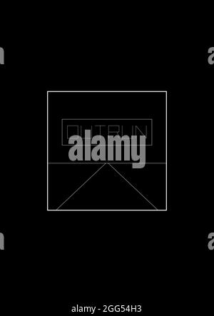 ÜBERHOLEN SIE T-Shirt- und Bekleidungsdesign mit einer einfachen perspektivischen Illustration. Die alte Cyber-Ästhetik. Schwarz-Weiß-Druck. Vektor Stock Vektor