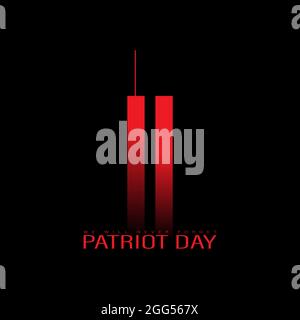 USA 911 Patriot Day Banner mit Hochhäusern von New York zusammen mit Twin Tower World Trade Center. Minimales Design. Stock Vektor