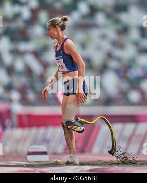 28. August 2021: Marie-Amelie Le fur aus Frankreich beim Longjump während der Leichtathletik bei den Paralympics in Tokio, im Olympiastadion in Tokio, Japan. Kim Price/CSM Stockfoto