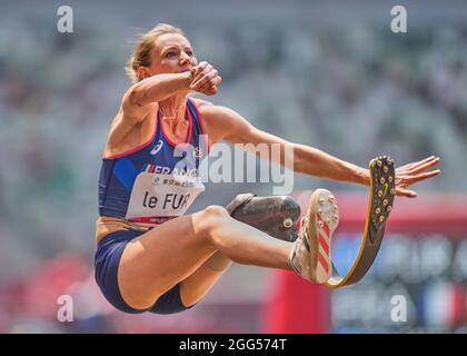 28. August 2021: Marie-Amelie Le fur aus Frankreich beim Longjump während der Leichtathletik bei den Paralympics in Tokio, im Olympiastadion in Tokio, Japan. Kim Price/CSM Stockfoto