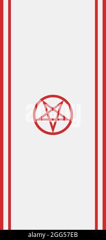 Satanisches Pentagramm und rote Linien. Weißer Hintergrund Stockfoto