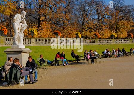 FRANKREICH. PARIS (75) 6. ARR. JARDIN DU LUXEMBOURG. STEINSKULPTUR VON PIERRE DE MARIUS AUF DEN RUINEN VON KARTHAGO, VON NICOLAS VICTOR VILAIN (1818-1 Stockfoto