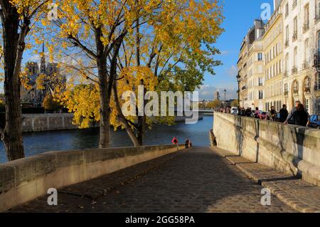 FRANKREICH. PARIS (75) 1. ARR. ILE SAINT-LOUIS. QUAI D'ORLEANS Stockfoto