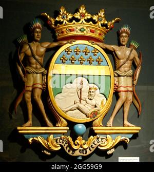 FRANKREICH. BRETAGNE. MORBIHAN (56) PORT-LOUIS. MUSEUM DER INDISCHEN GESELLSCHAFT. EINE SCHIFFSDEKORATION Stockfoto