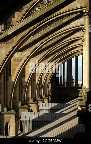 FRANKREICH. MARNE (51) REIMS. DIE KATHEDRALE NOTRE-DAME VON REIMS, DAS MEISTERWERK DER GOTISCHEN KUNST, IN DEM DIE KÖNIGE VON FRANKREICH GEKRÖNT WURDEN, WAR EINES DER ERSTEN MONUM Stockfoto