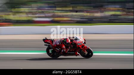 Ducati Lenovo Francesco Bagnaia während des Monster Energy British Grand Prix MotoGP Renntages in Silverstone, Towcester. Bilddatum: Sonntag, 29. August 2021. Stockfoto