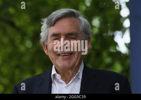 Edinburgh, Schottland, Großbritannien. August 2021. Edinburgh Schottland, Großbritannien August 29 2021. Der ehemalige britische Premierminister Gordon Brown wird beim Edinburgh International Book Festival über sein neuestes Buch Seven Ways to Change the World sprechen. Kredit: SST/Alamy Live Nachrichten Stockfoto