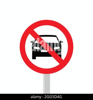 Verkehrsschilder für Privatautos sind verboten. Symbol- und Vektorverkehrszeichen. Abbildung Stock Vektor