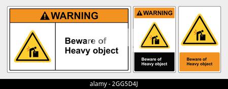 Warnschild Vorsicht vor schwerem Gegenstand. Warnschild Vektorgrafik. OSHA- und ANSI-Standardzeichen eps10 Stock Vektor