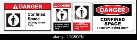 Gefahr Betreten von engen Räumen mit einem Sicherheitsschild, einem Sicherheitsschild, einem Vektor. ANSI- und OSHA-Standard-Sicherheitszeichen eps10 Stock Vektor