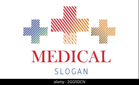 Logo für Klinik oder Krankenhaus. Logo plus Medizinstreifen Stock Vektor