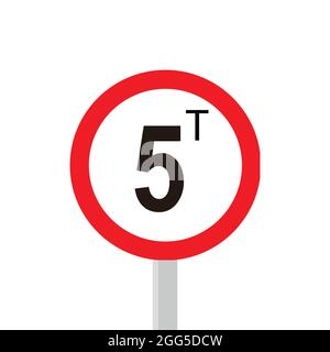 Verkehrszeichen maximale Belastung von 5 Tonnen. Symbol und Vektor-Verkehrszeichen. Abbildung Stock Vektor
